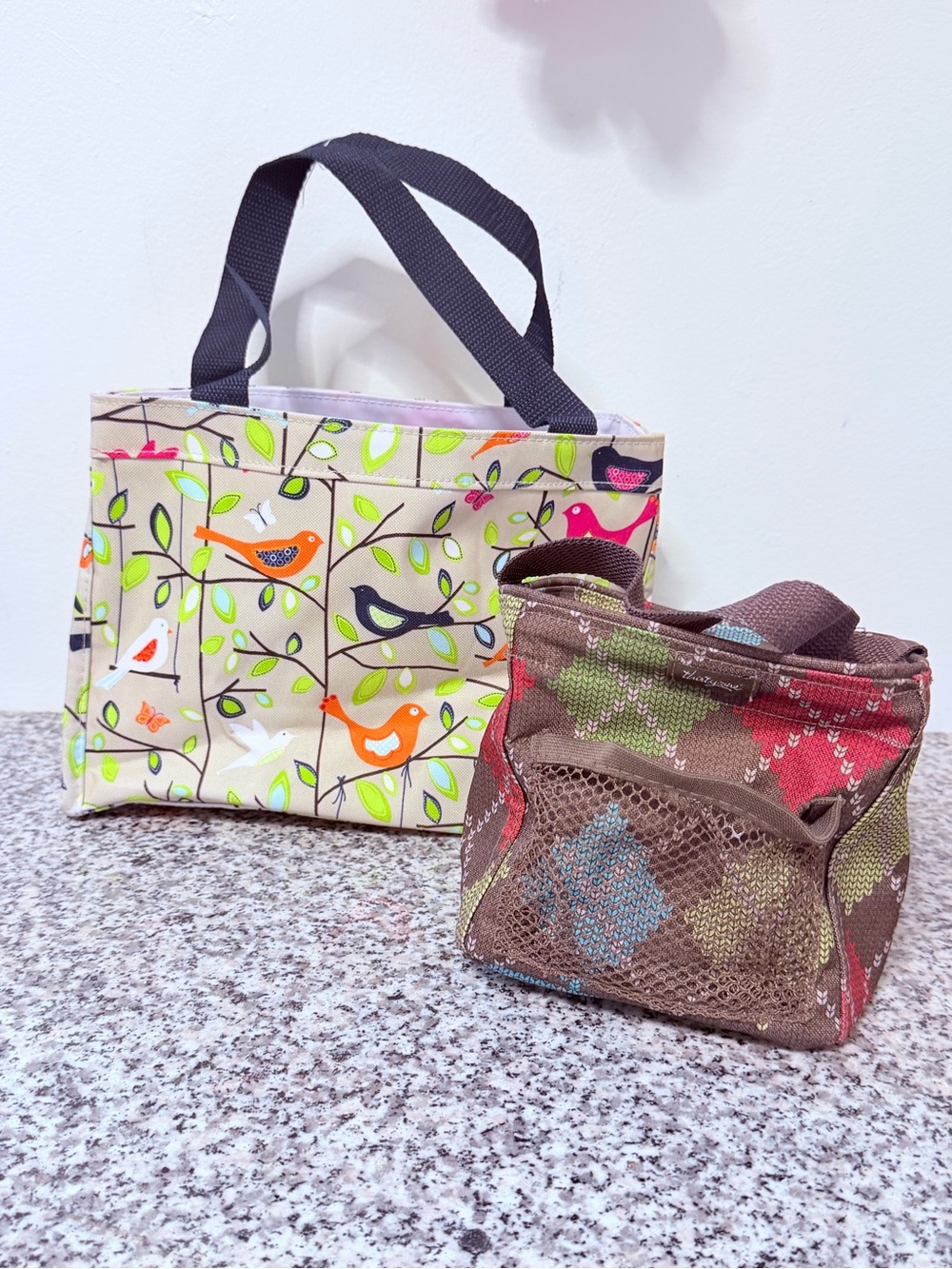 Thirty one Bird Print Canvas Tote Bag and storage bin